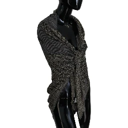 Gray Logo Knit Neck Wrap Shawl Scarf