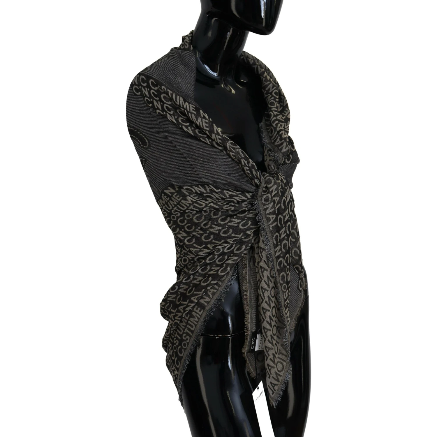 Gray Logo Knit Neck Wrap Shawl Scarf