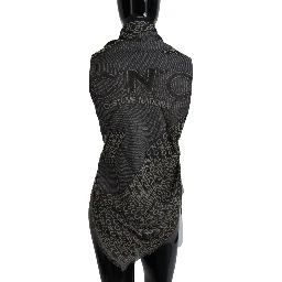 Gray Logo Knit Neck Wrap Shawl Scarf