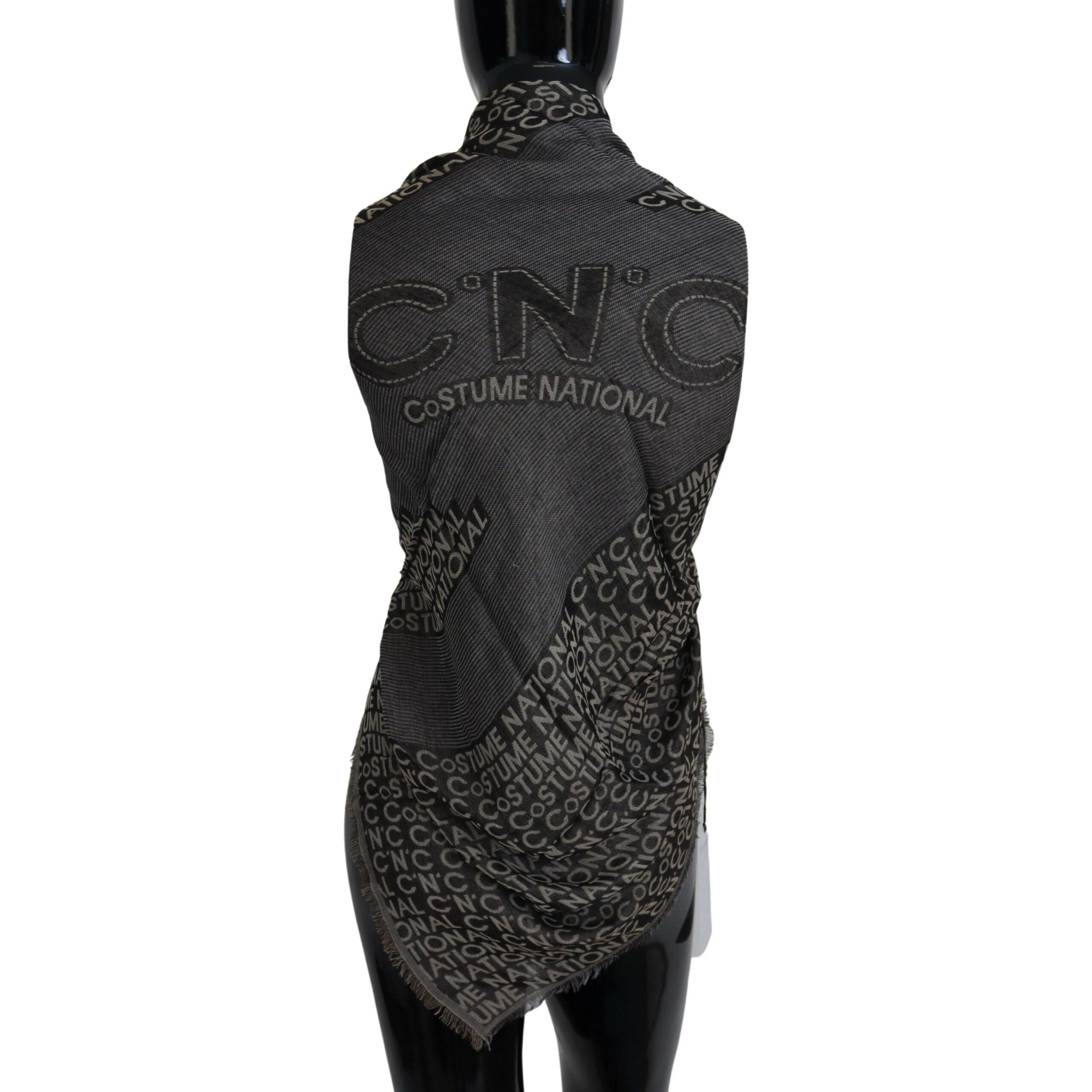 Gray Logo Knit Neck Wrap Shawl Scarf