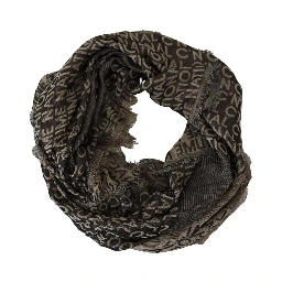 Gray Logo Knit Neck Wrap Shawl Scarf