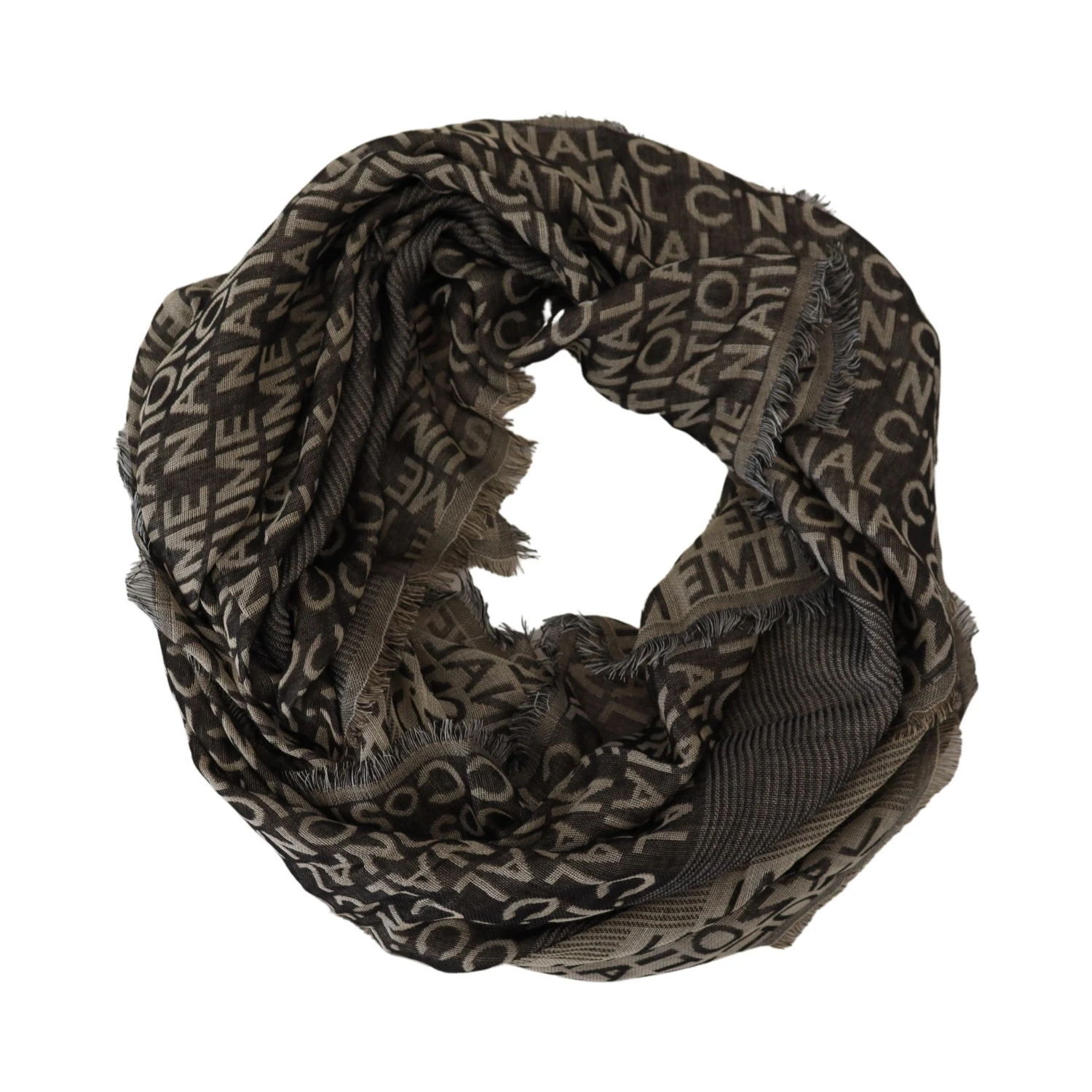 Gray Logo Knit Neck Wrap Shawl Scarf