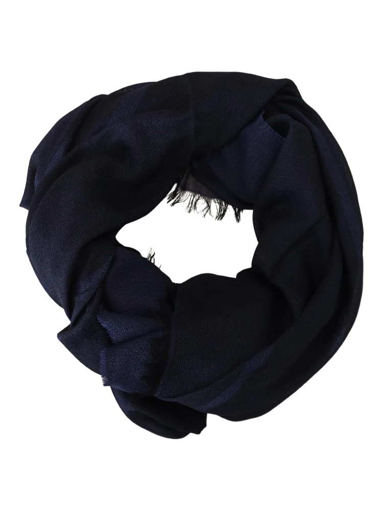 Dark Blue Wool Neck Wrap Shawl Fringes Scarf alternative