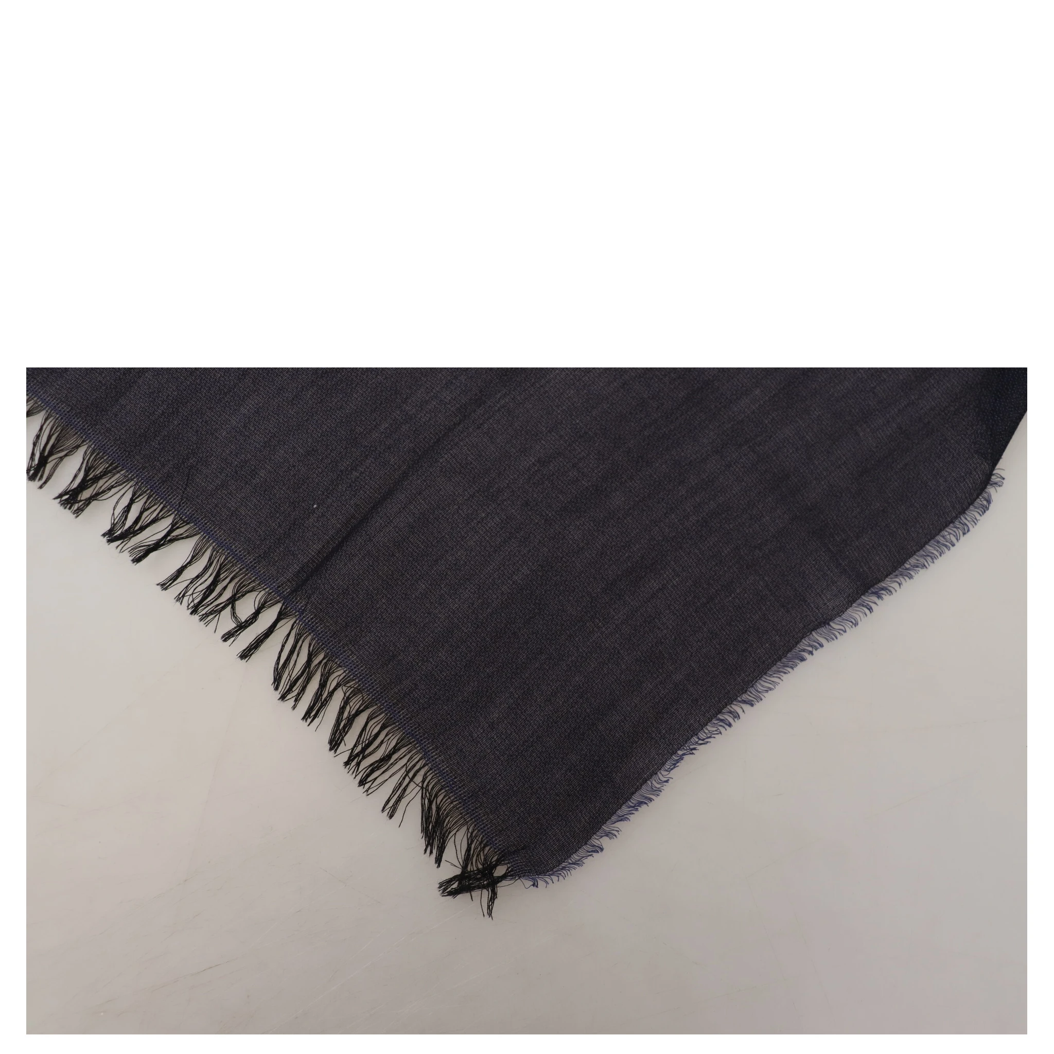 Dark Blue Wool Neck Wrap Shawl Fringes Scarf