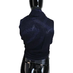 Dark Blue Wool Neck Wrap Shawl Fringes Scarf