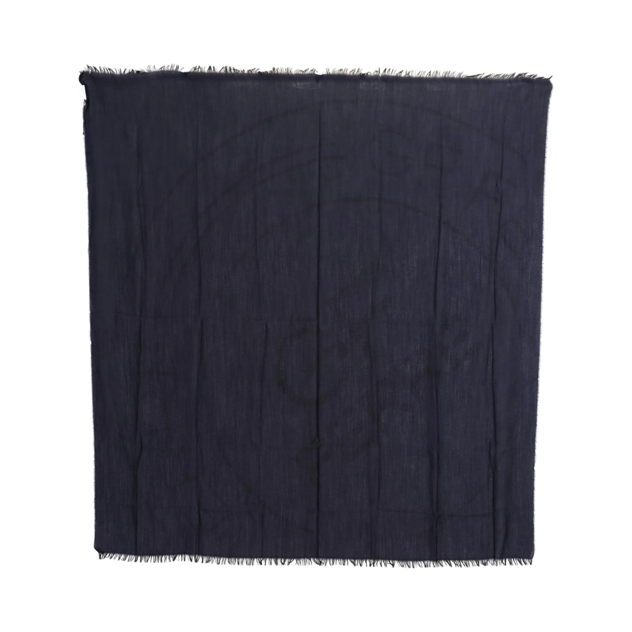 Dark Blue Wool Neck Wrap Shawl Fringes Scarf