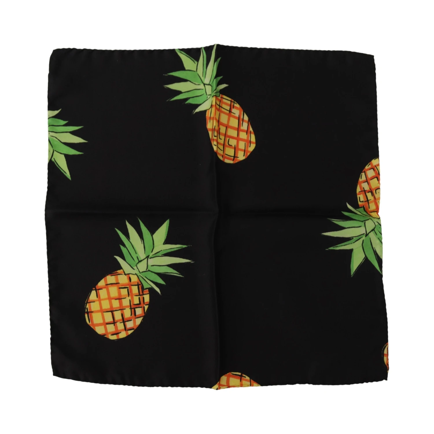 Black Pineapple Printed Square Handkerchief Scarf