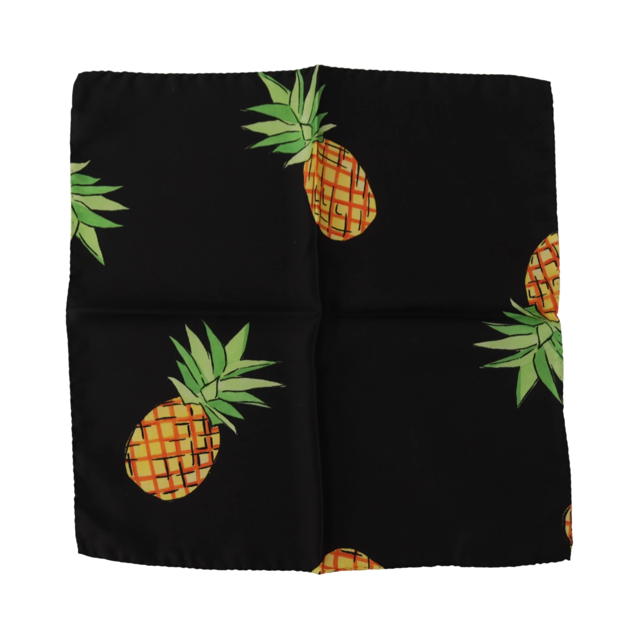 Black Pineapple Printed Square Handkerchief  Scarf