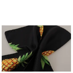 Black Pineapple Printed Square Handkerchief  Scarf