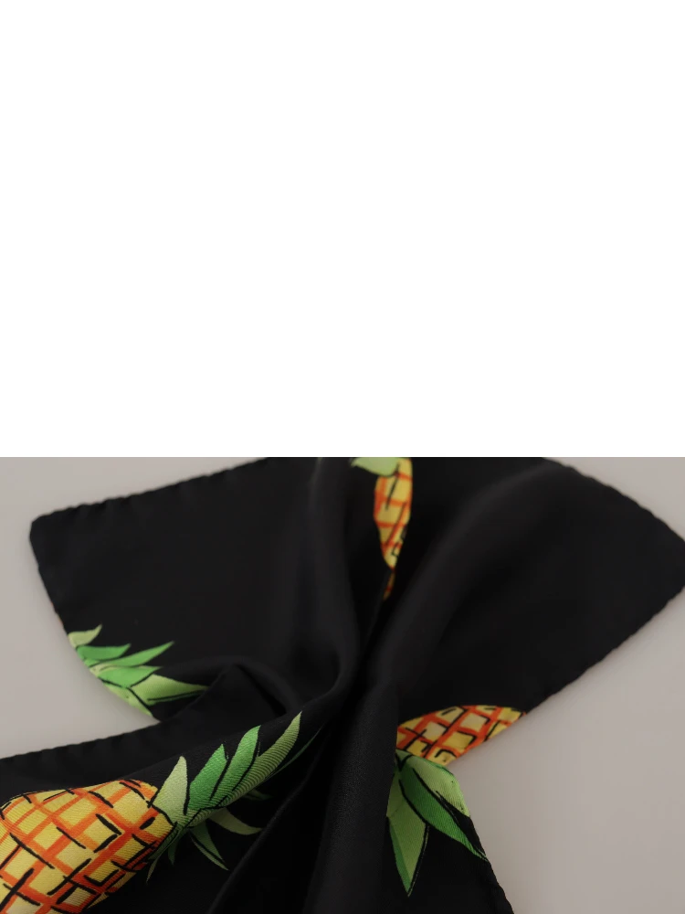 Black Pineapple Printed Square Handkerchief  Scarf alternative