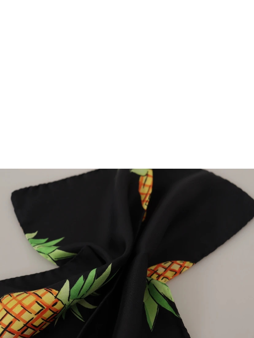 Black Pineapple Printed Square Handkerchief  Scarf