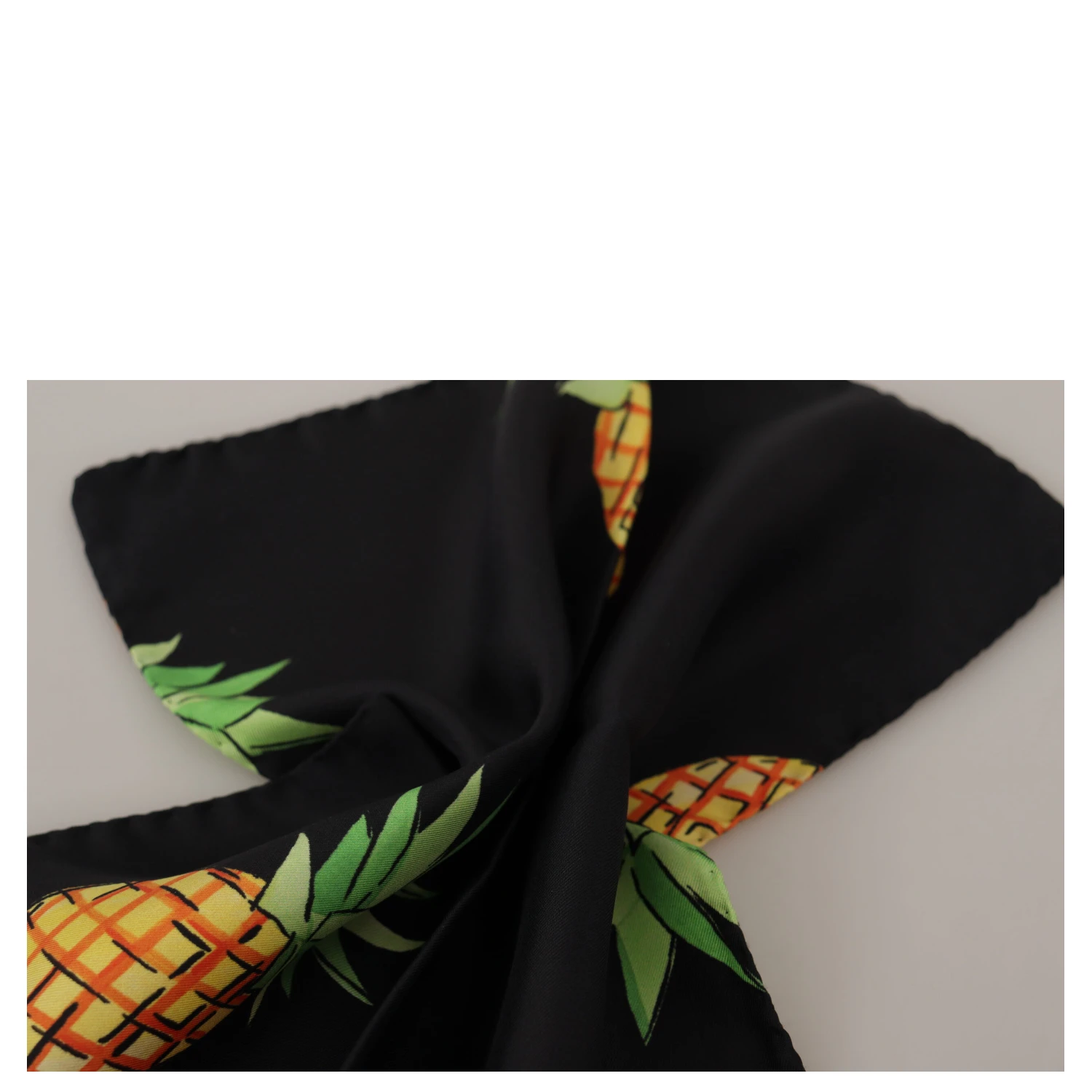Black Pineapple Printed Square Handkerchief Scarf