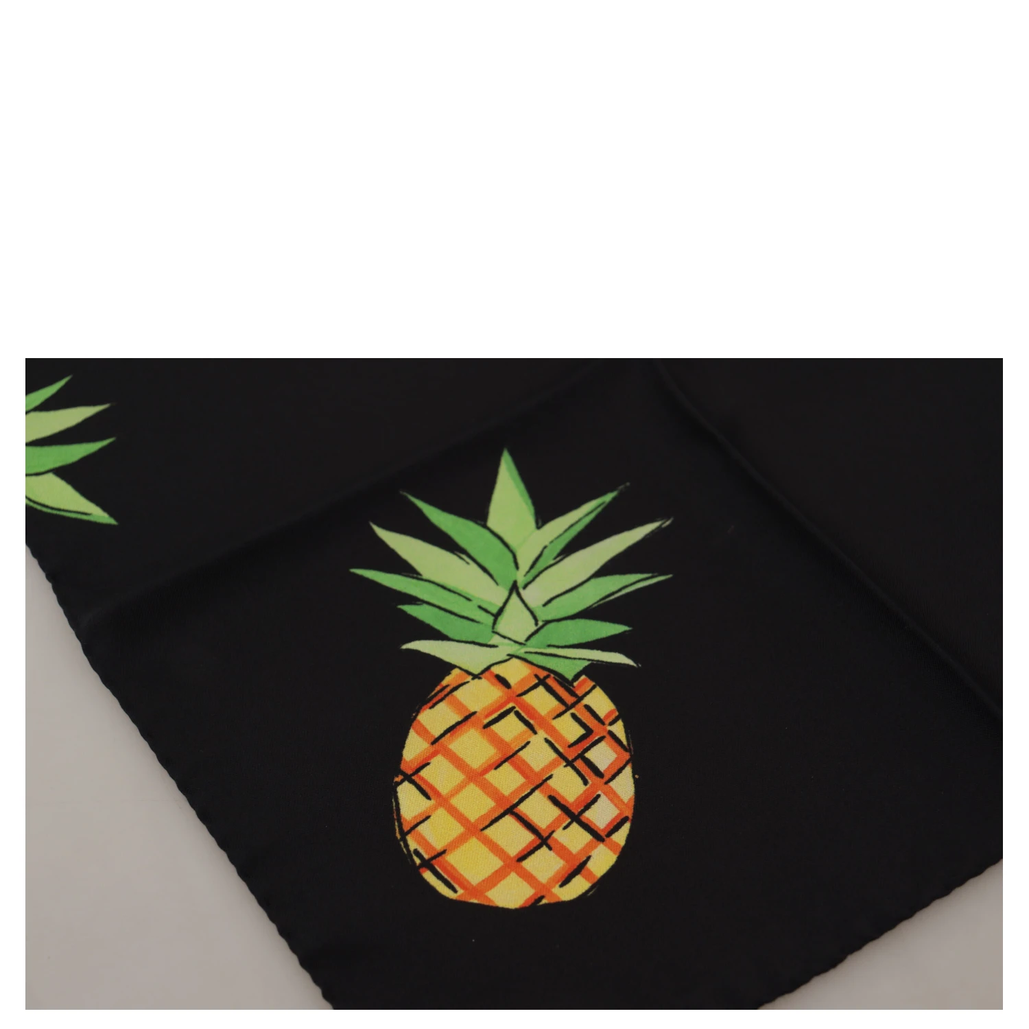 Black Pineapple Printed Square Handkerchief Scarf