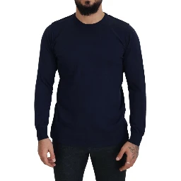 Blue Cotton Crewneck Pullover Sweater