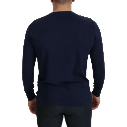 Blue Cotton Crewneck Pullover Sweater