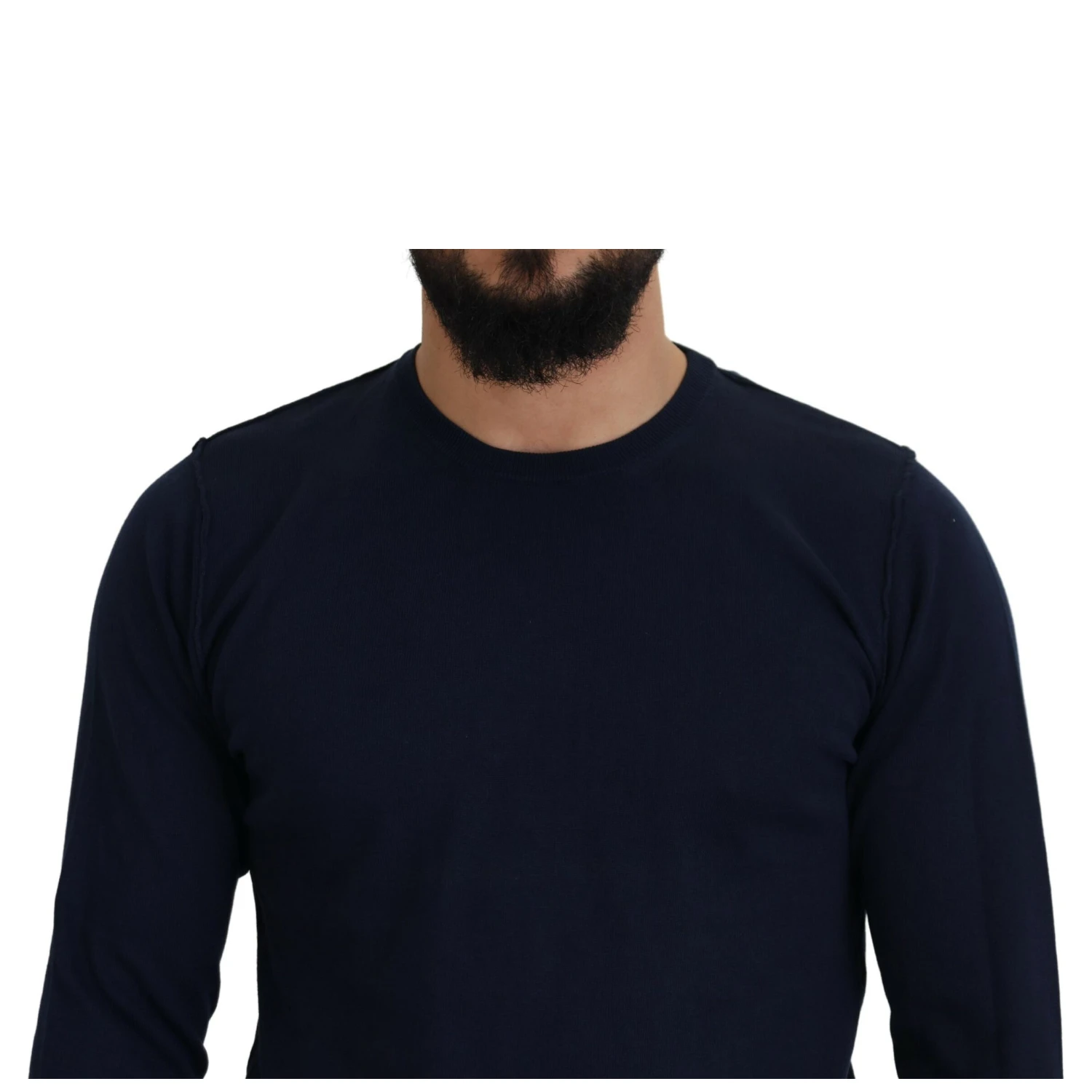 Blue Cotton Crewneck Pullover Sweater