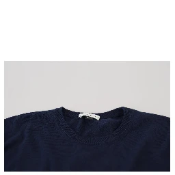 Blue Cotton Crewneck Pullover Sweater