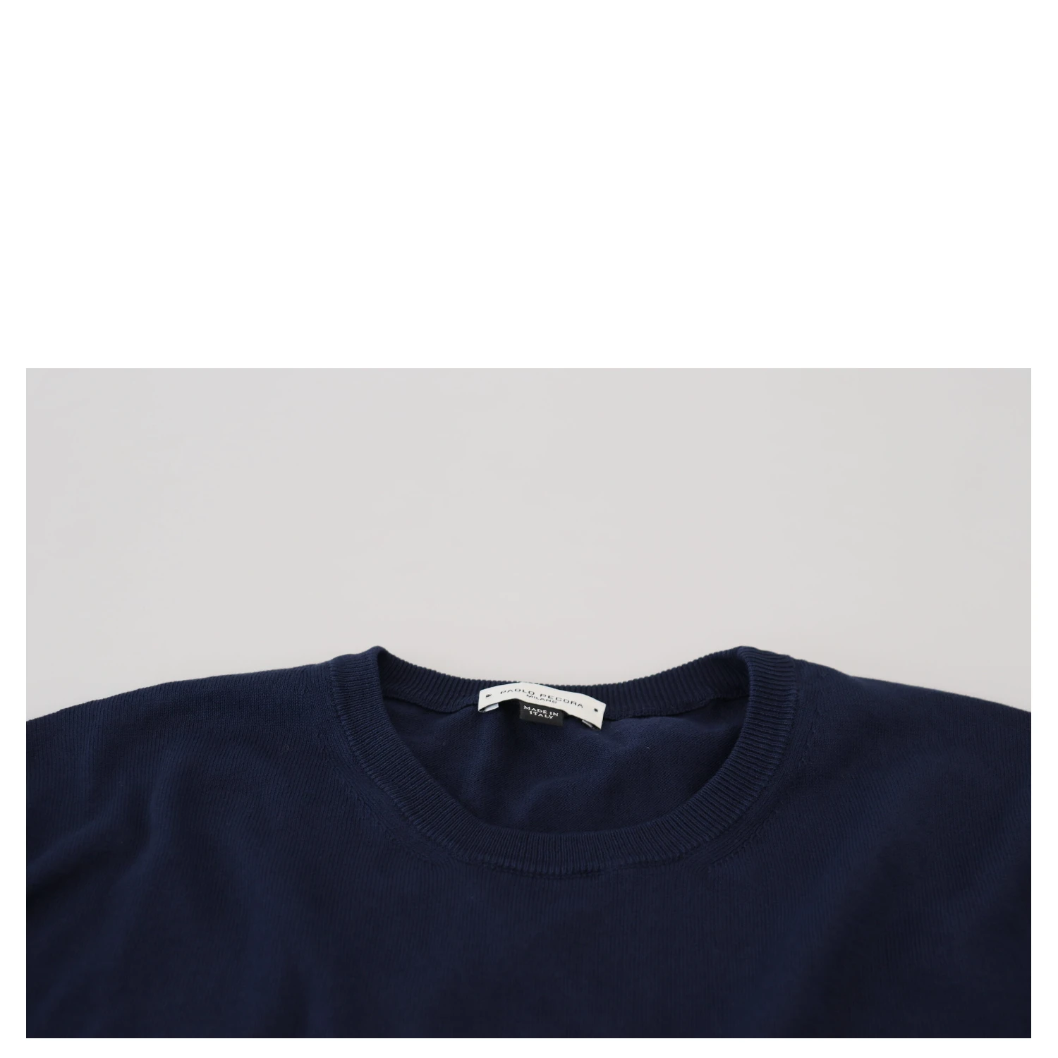 Blue Cotton Crewneck Pullover Sweater