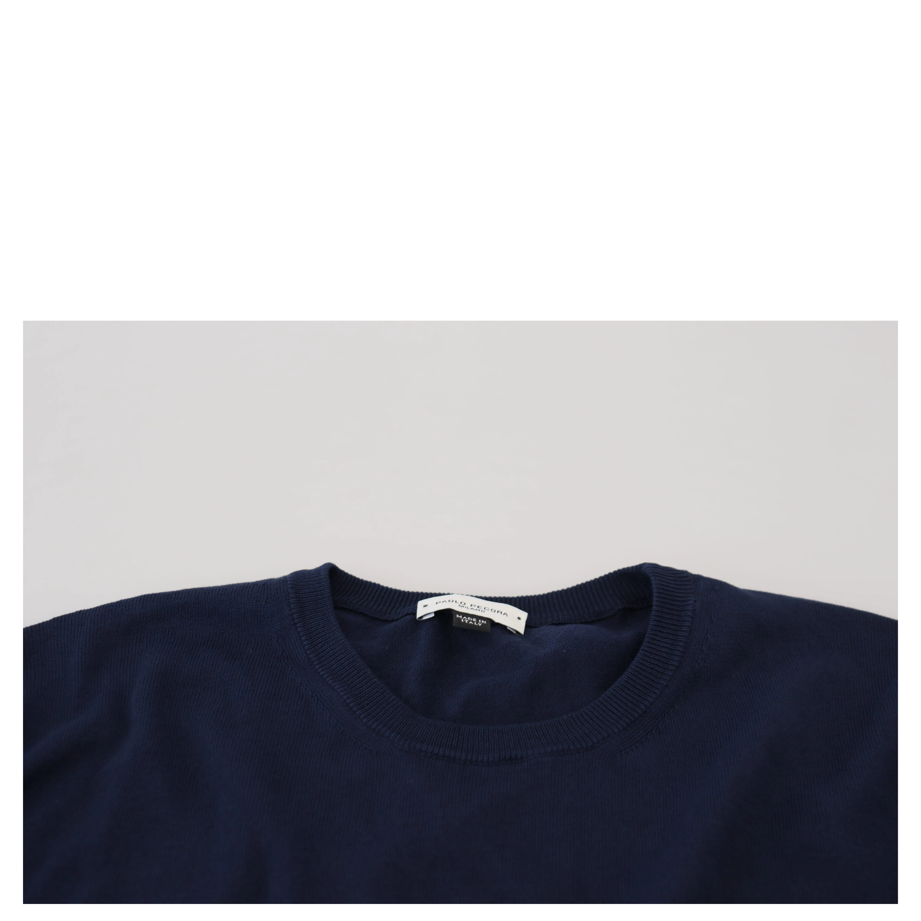 Blue Cotton Crewneck Pullover Sweater