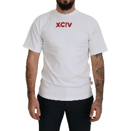 White Logo Print Cotton Short Sleeves T-shirt