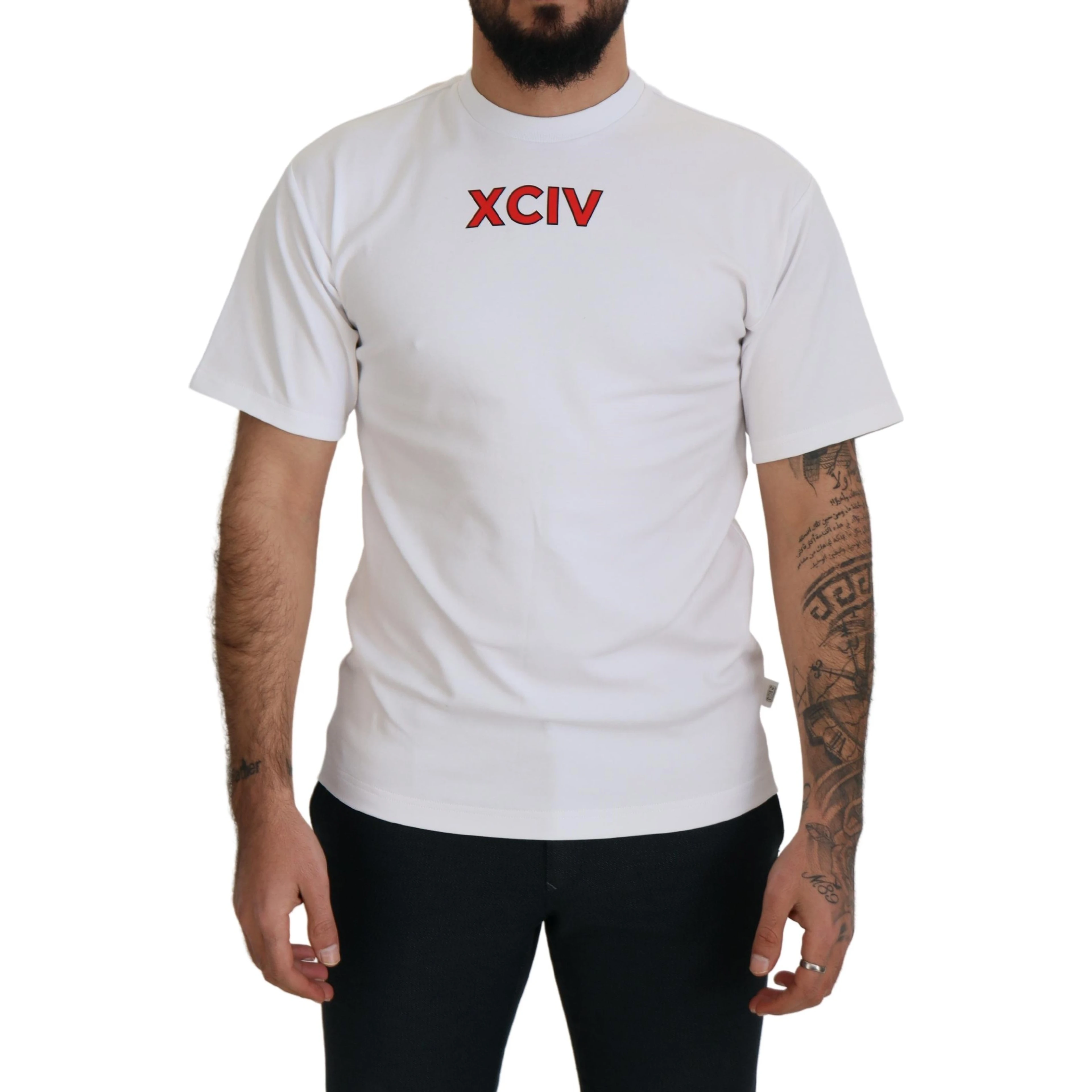White Logo Print Cotton Short Sleeves T-shirt