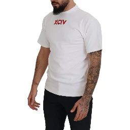 White Logo Print Cotton Short Sleeves T-shirt