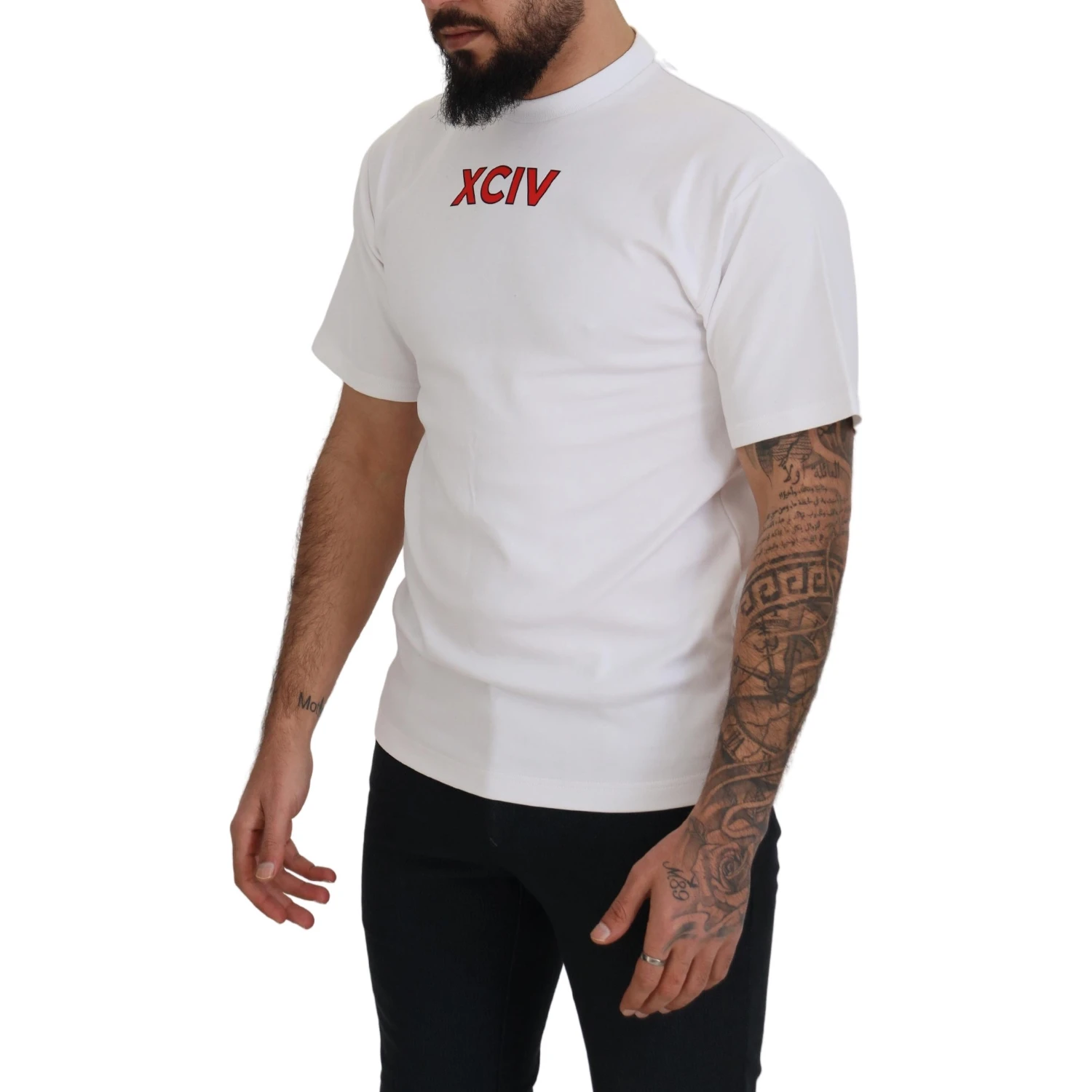 White Logo Print Cotton Short Sleeves T-shirt