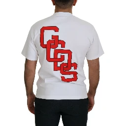 White Logo Print Cotton Short Sleeves T-shirt