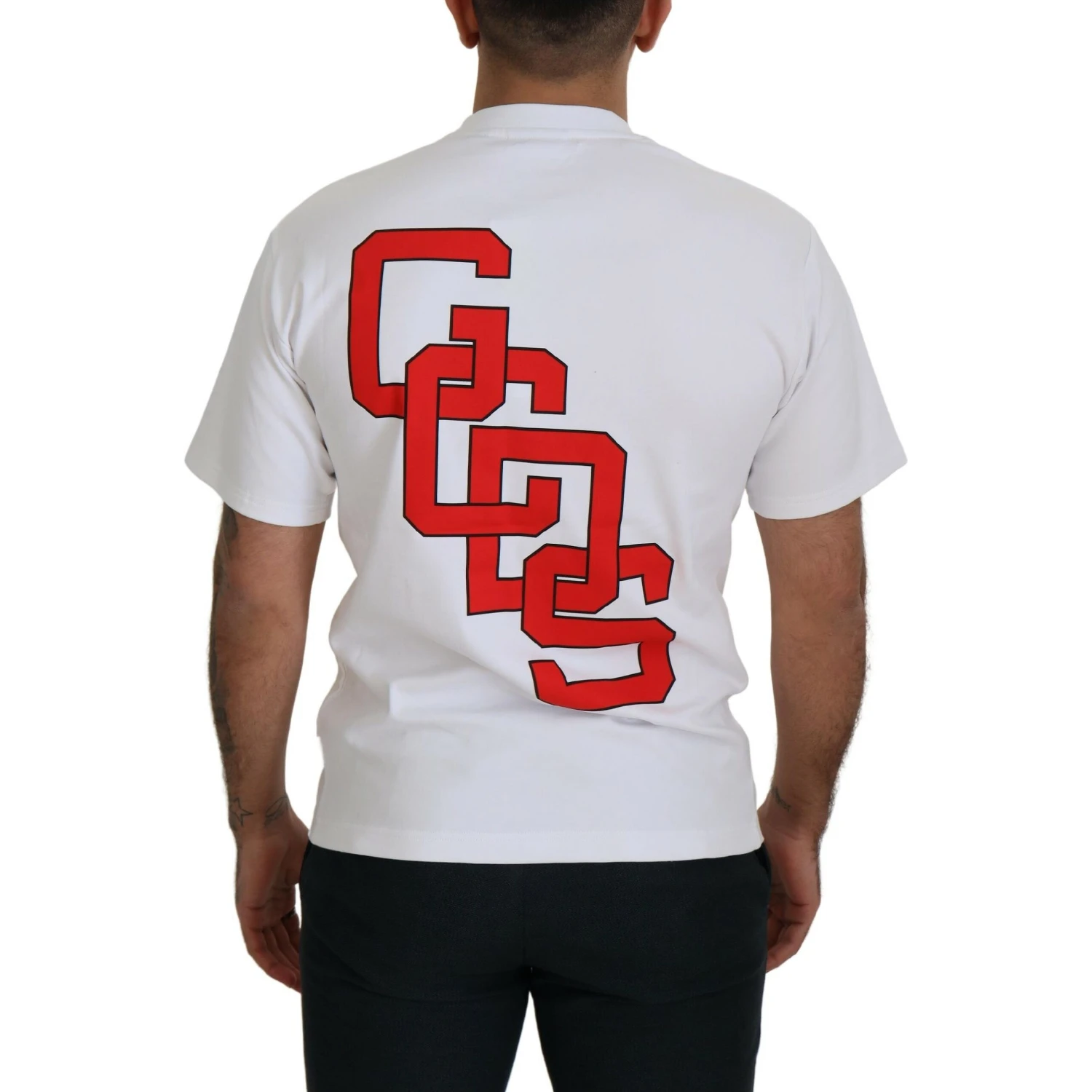 White Logo Print Cotton Short Sleeves T-shirt