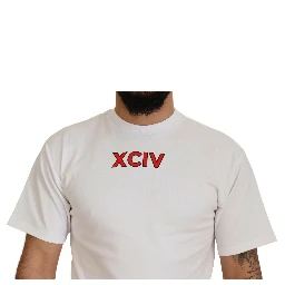 White Logo Print Cotton Short Sleeves T-shirt