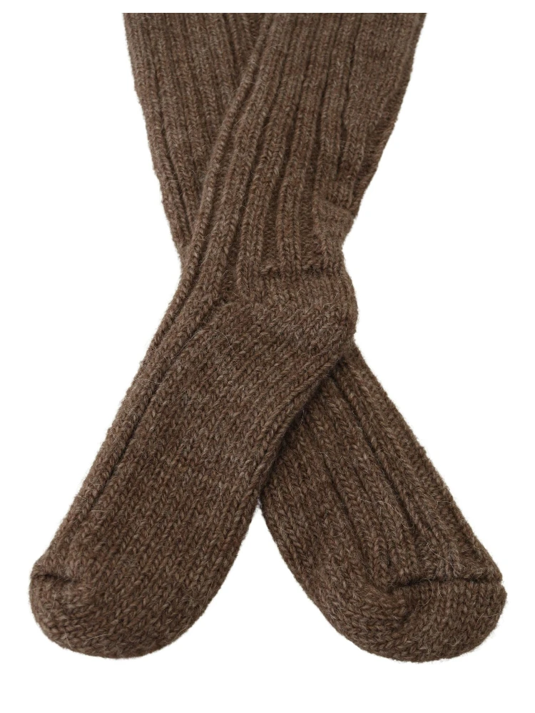 Brown Wool Knit Calf Long Women Socks alternative