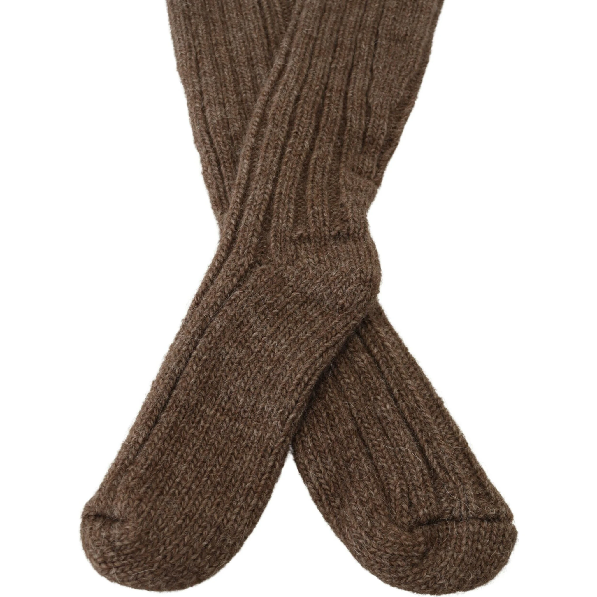Brown Wool Knit Calf Long Women Socks