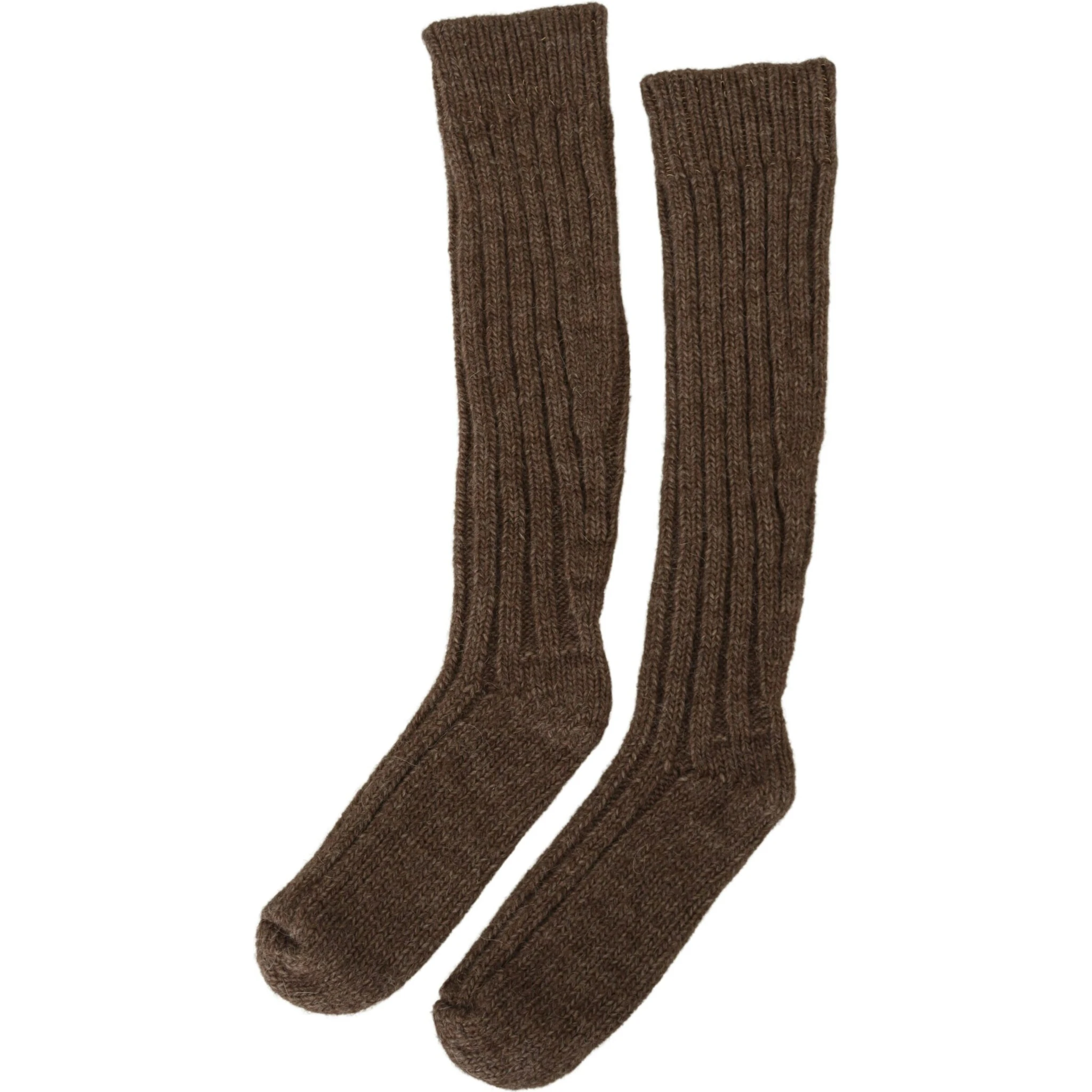 Brown Wool Knit Calf Long Women Socks