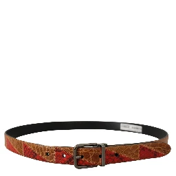 Multicolor Exotic Vintage Chrome Buckle Belt