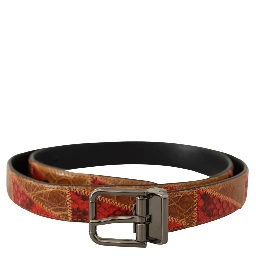 Multicolor Exotic Vintage Chrome Buckle Belt