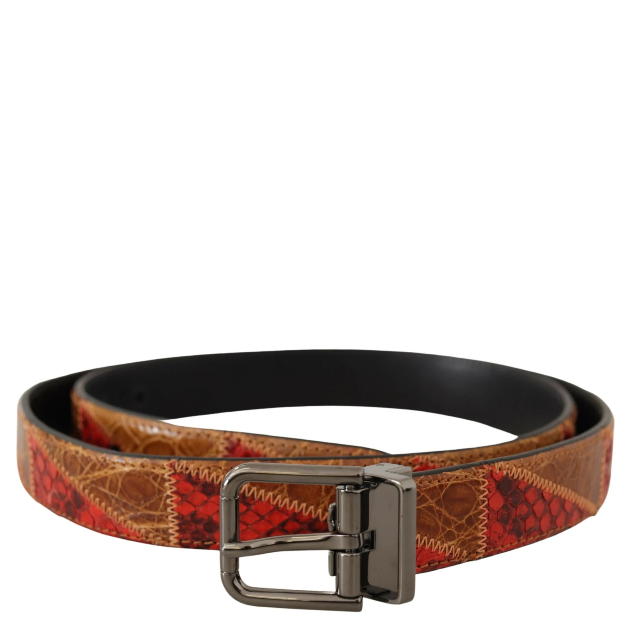 Multicolor Exotic Vintage Chrome Buckle Belt