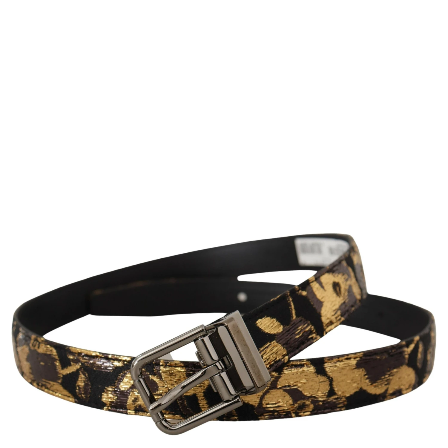 Multicolor Jacquard Leather Logo Metal Buckle Belt
