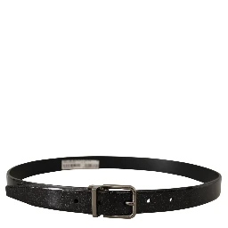 Black Vernice Puntinata Leather Silver Tone Metal Belt