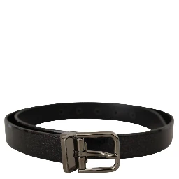 Black Vernice Puntinata Leather Silver Tone Metal Belt