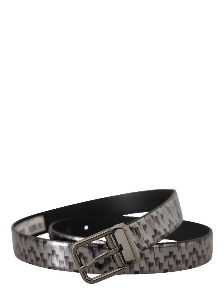 Gray Herringbone Leather Gray 3D Metal Buckle Belt alternative