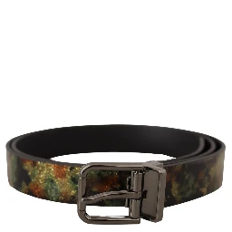 Black Sparkling Leather Black Metal Buckle Belt