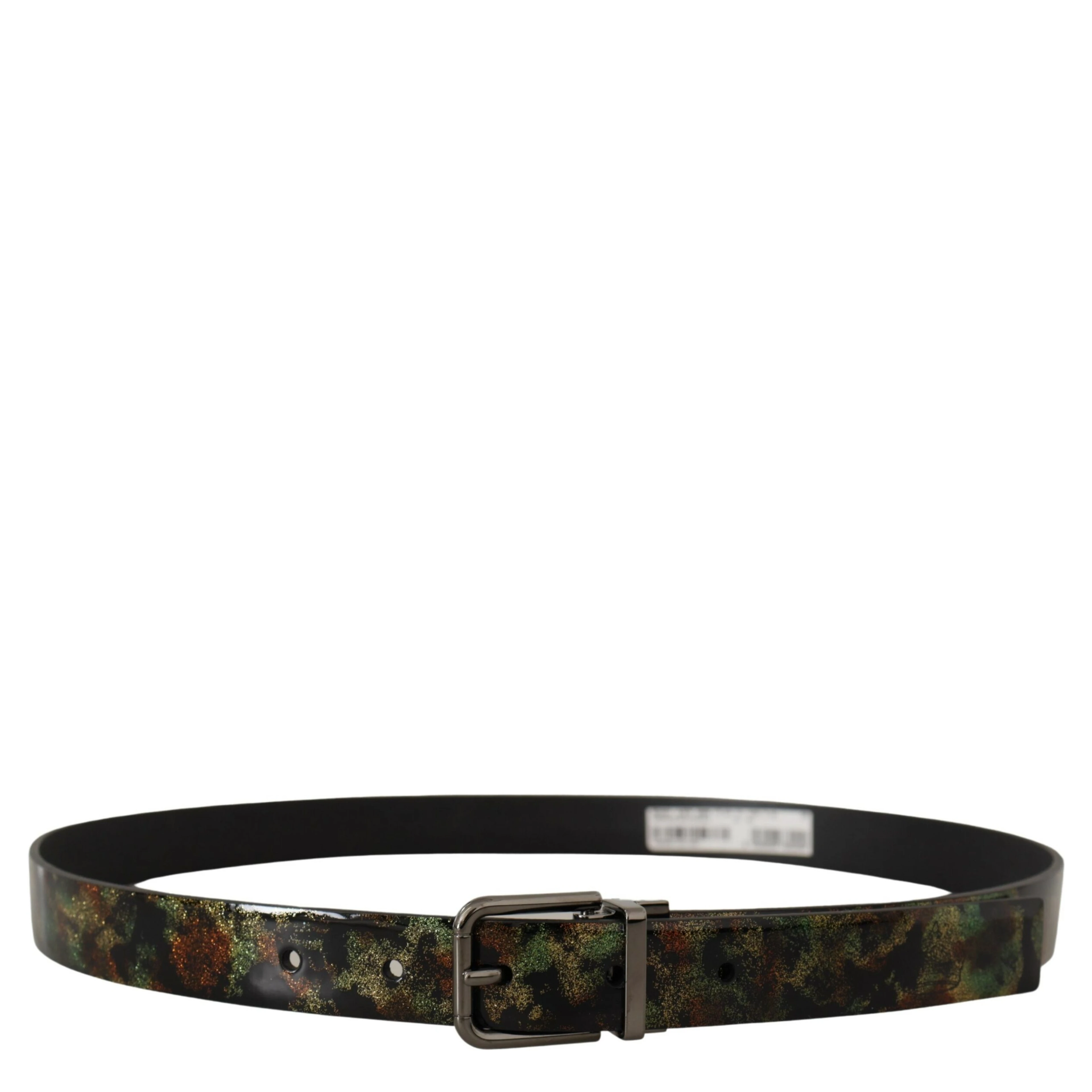 Black Sparkling Leather Black Metal Buckle Belt