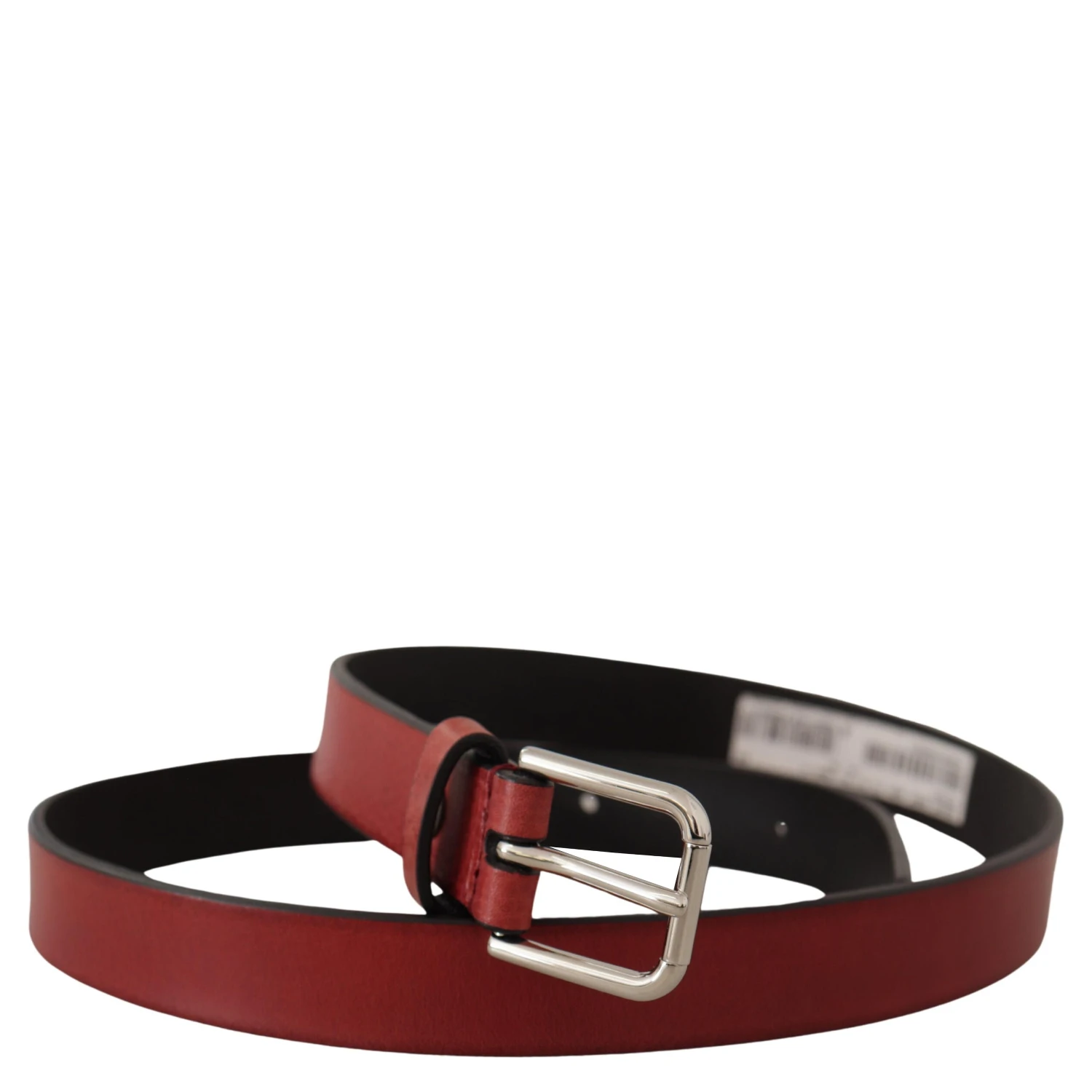Maroon Vitello Leather Silver Metal Belt