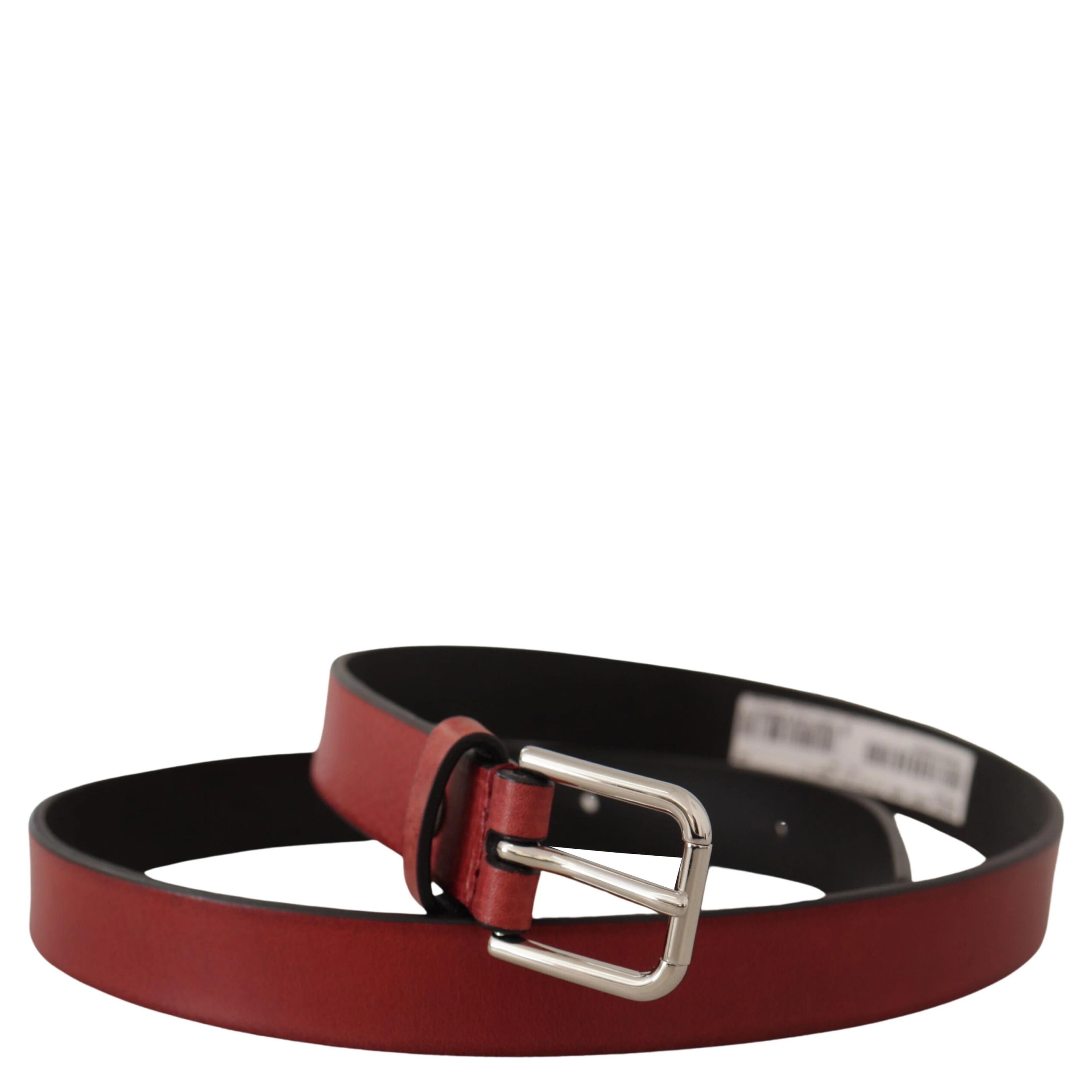 Maroon Vitello Leather Silver Metal Belt