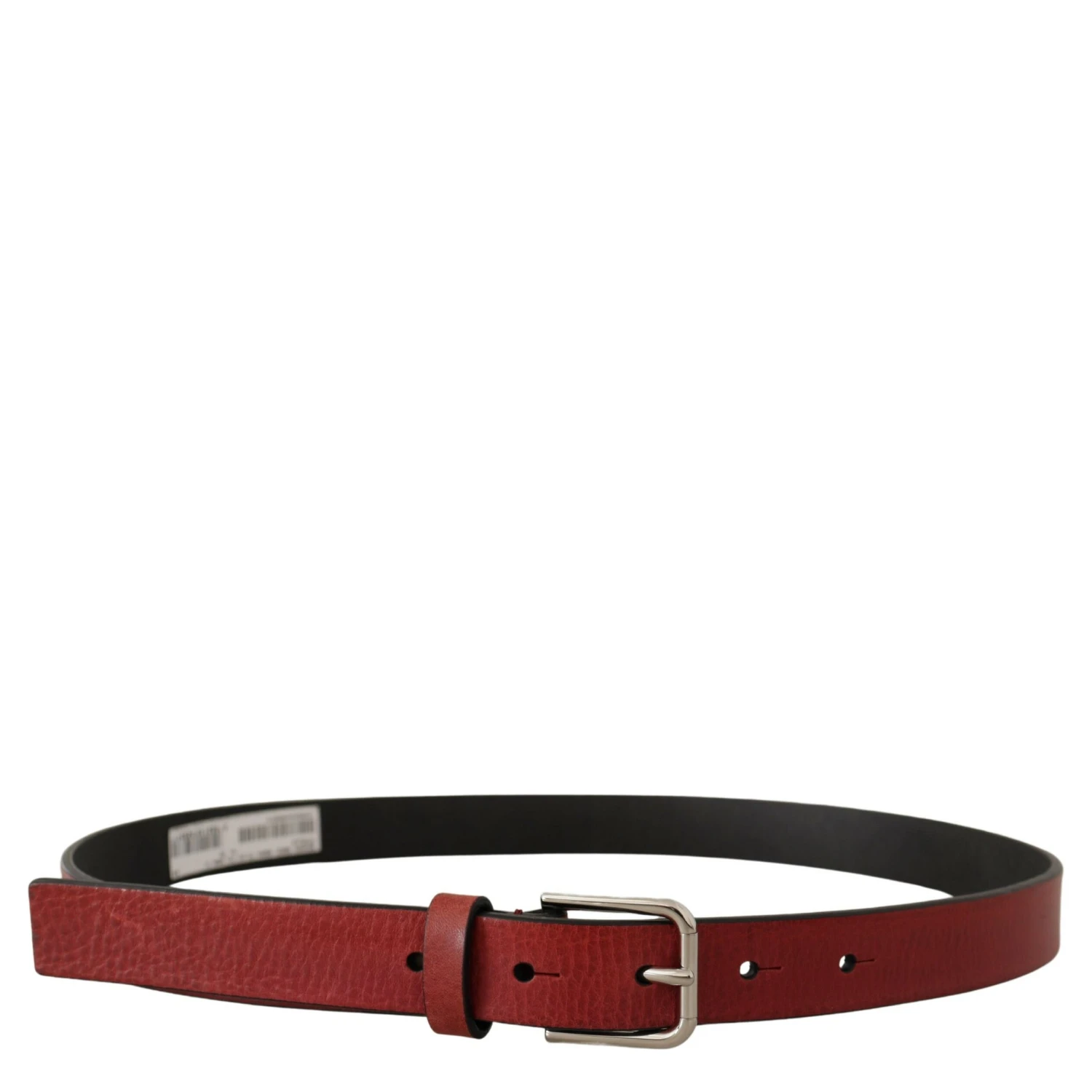 Maroon Vitello Leather Silver Metal Belt