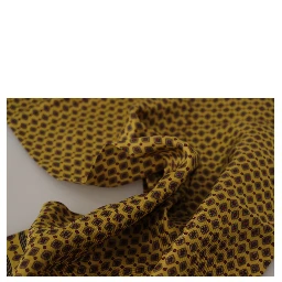 Yellow Patterned Silk Neck Wrap Fringe Scarf