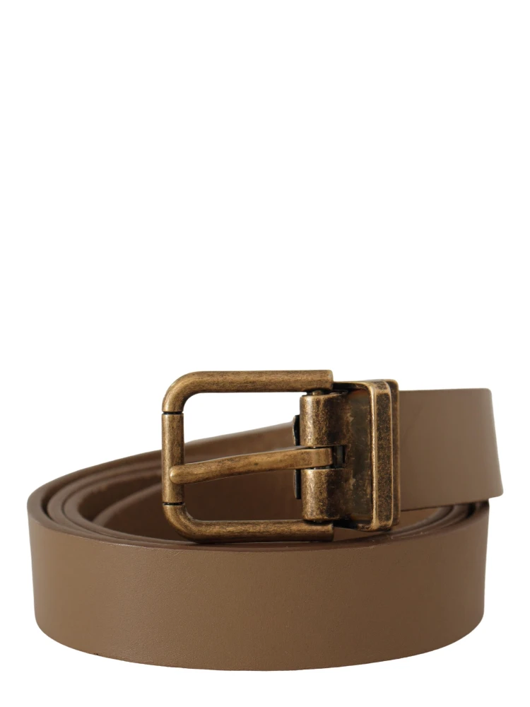Brown Solid Leather Brass Buckle Classic Belt alternative