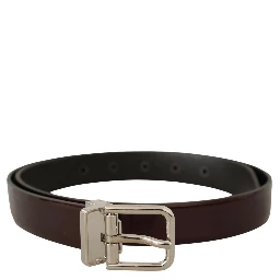 Brown Patent Leather Silver Metal Buckle Belt