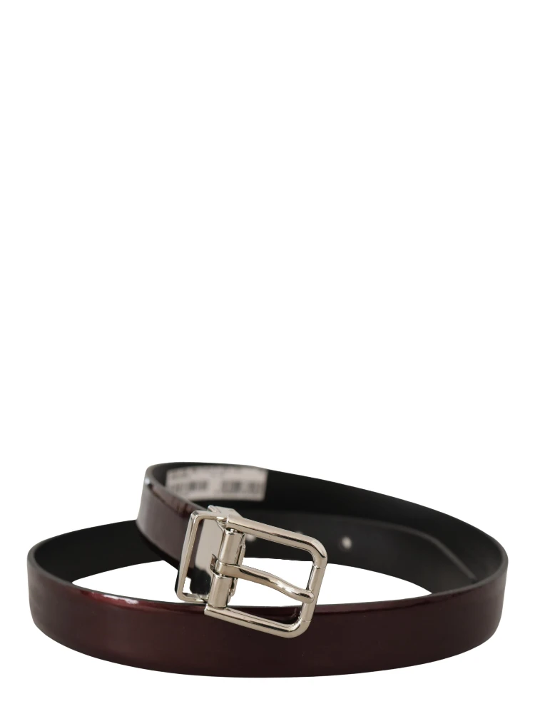 Brown Patent Leather Silver Metal Buckle Belt alternative