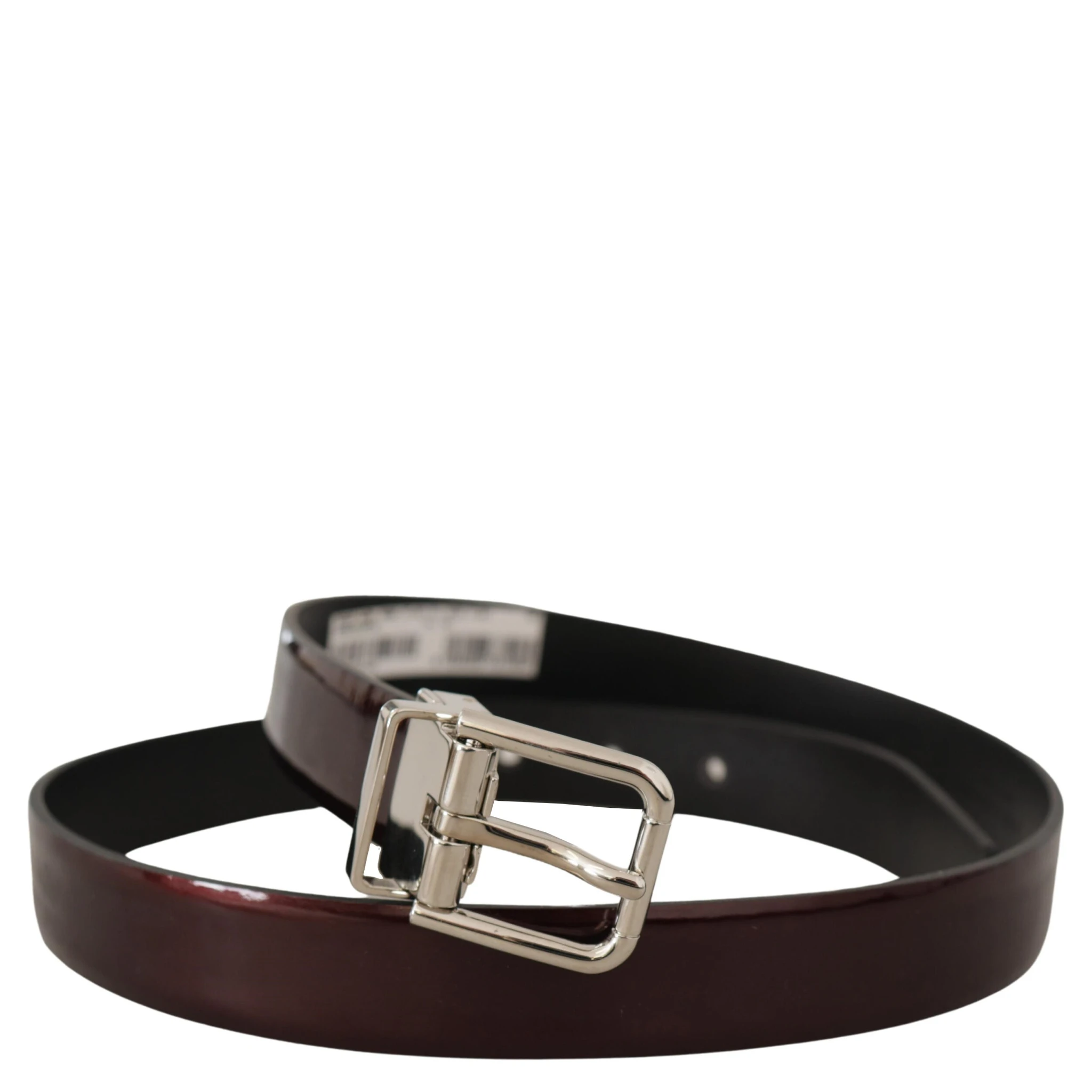 Brown Patent Leather Silver Metal Buckle Belt